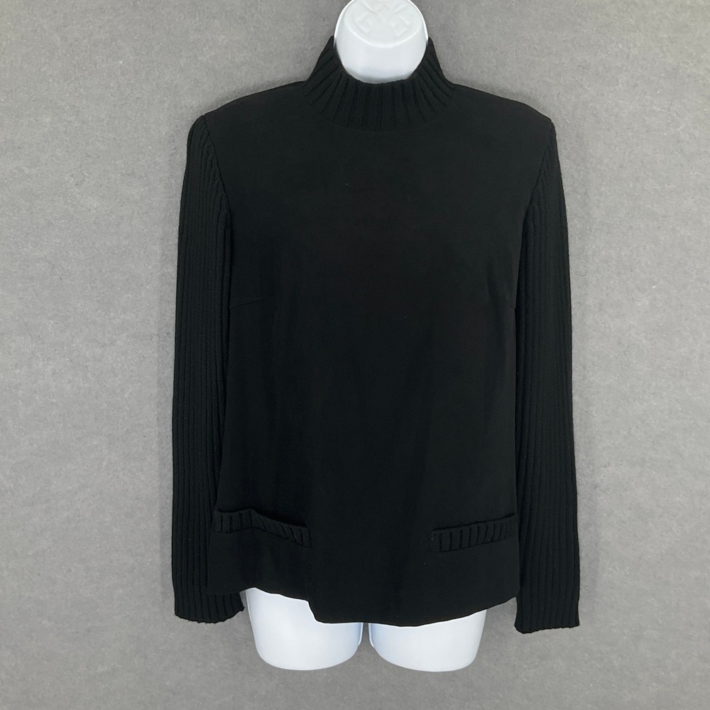 Talbots Sweater Womens‎ Sz 12 Black Wool Blend Mock Neck
Ribbed Sleeve Preppy